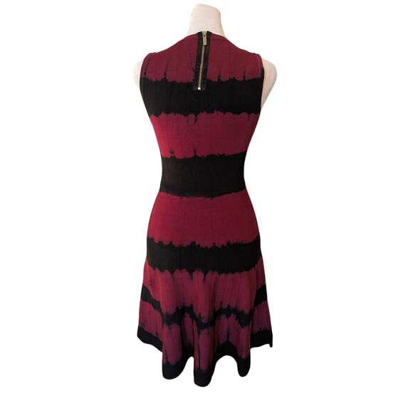 Karen Millen Ribbed Tie Dye Fit and Flare Red Striped Bodycon Mini Dress XS - Picture 3 of 5